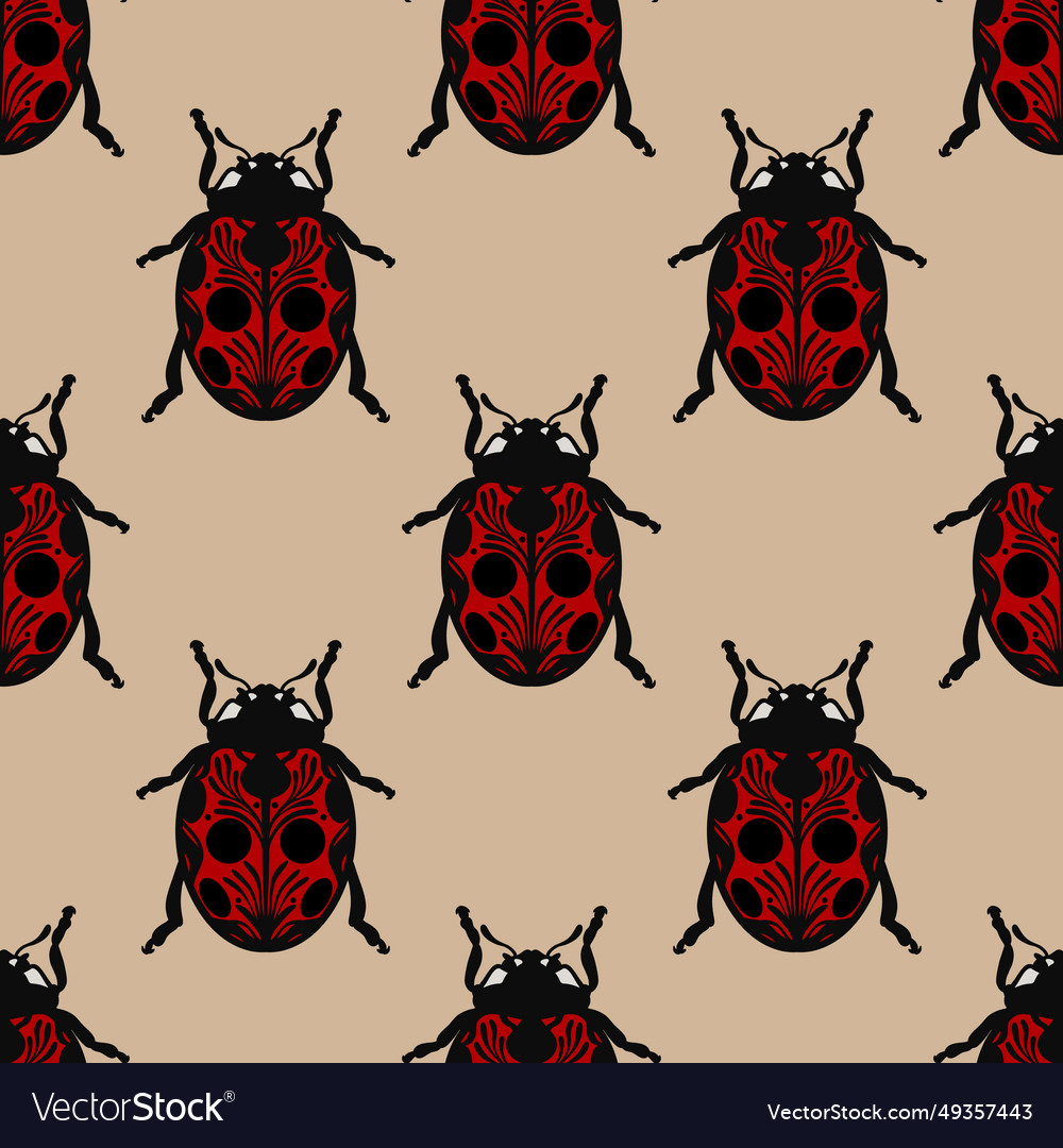 Red ladybug seamless repeat pattern insect vector image Red ladybug seamless repeat pattern insect