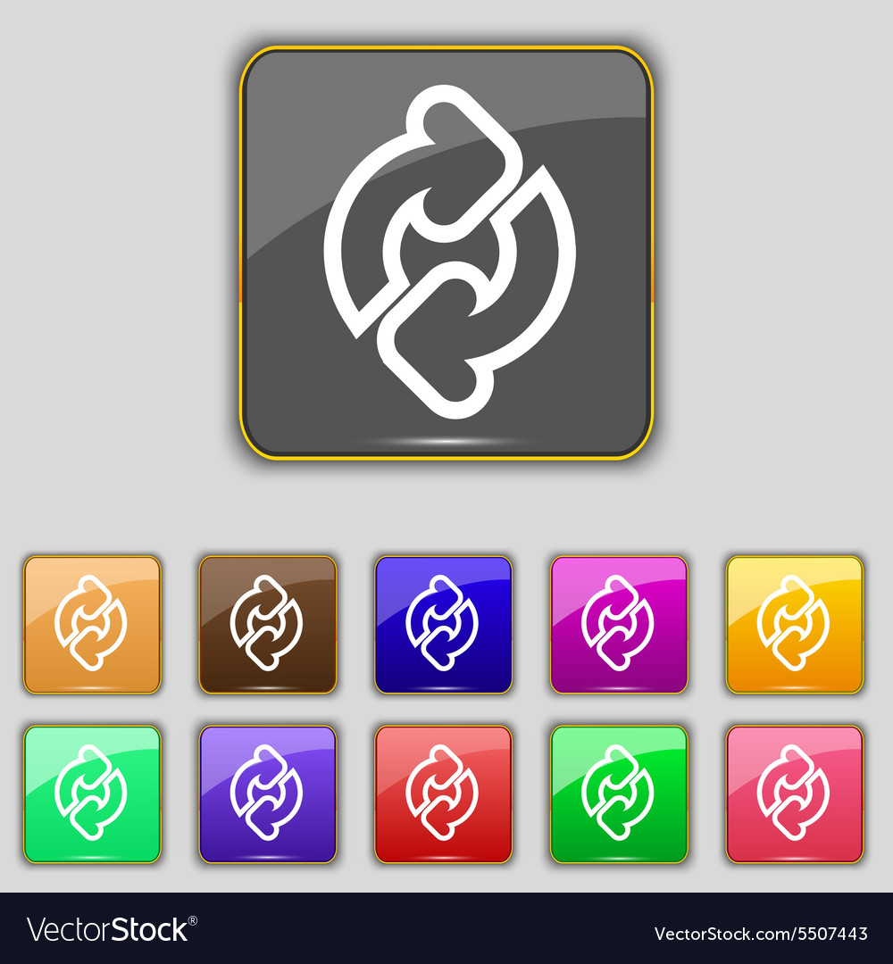 Refresh icon sign set with eleven colored buttons