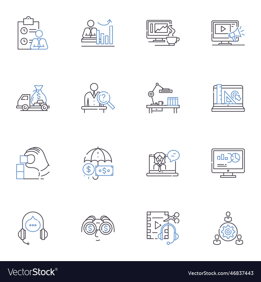 Resource and allocation line icons collection vector image Resource and allocation line icons collection