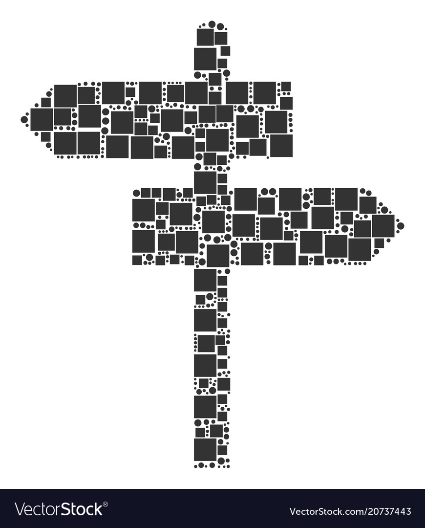 Road pointer collage of squares and circles vector image Road pointer collage of squares and circles