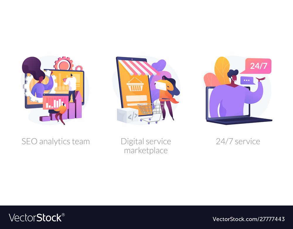 Seo optimisation servces concept metaphors vector image Seo optimisation servces concept metaphors