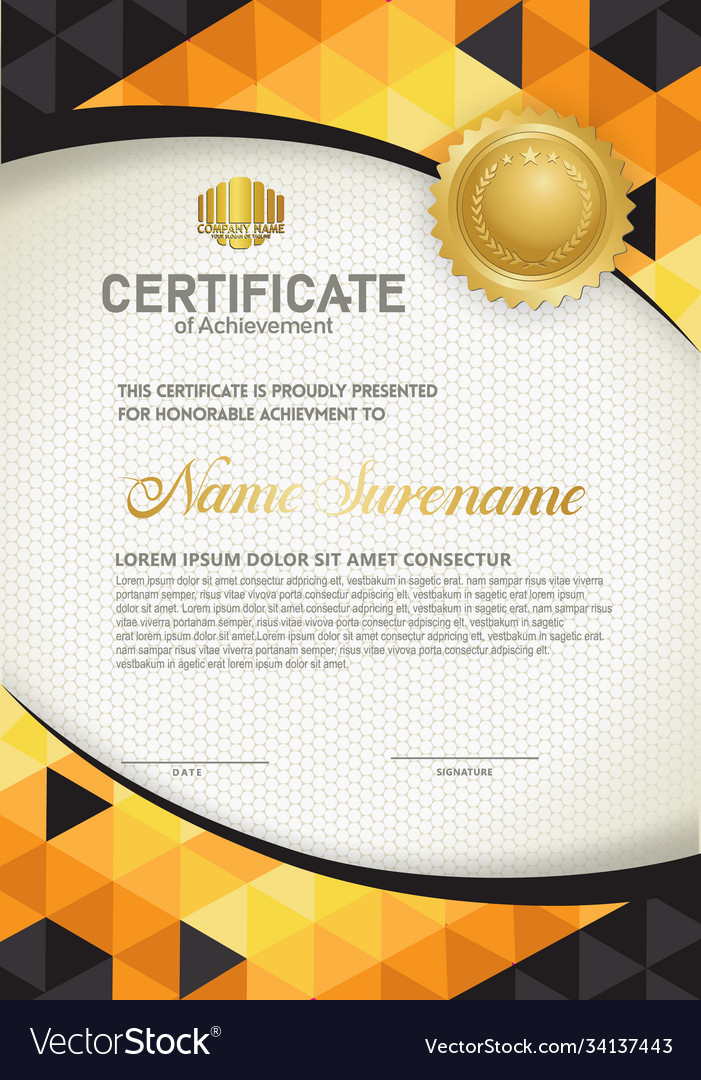 Vertical certificate template with triangle