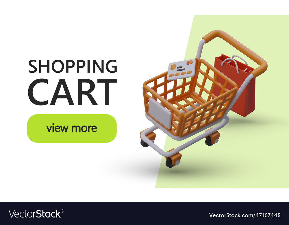 3d shopping cart package credit card shopping Vector Image