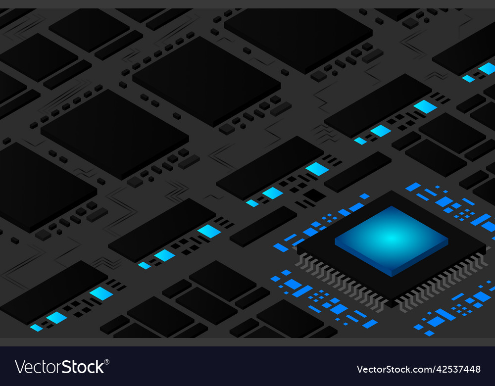 Artificial intelligence micro chip quantum vector image Artificial intelligence micro chip quantum