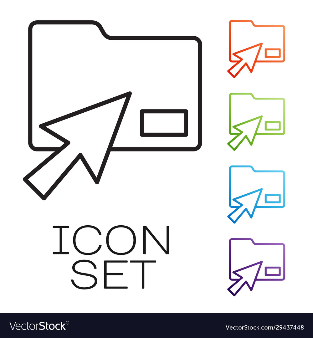 Black Line Cursor Klicken Sie auf Dokumentordner-Symbol