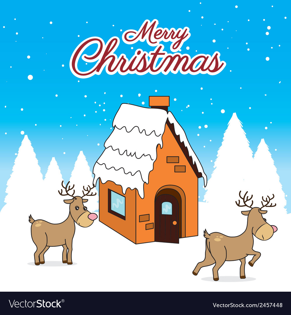 Christmas Design Over Snowscape Background Vector Image