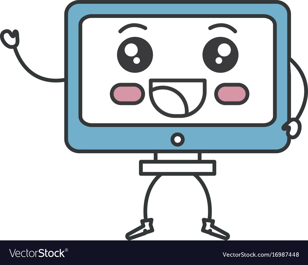 Computer display kawaii character
