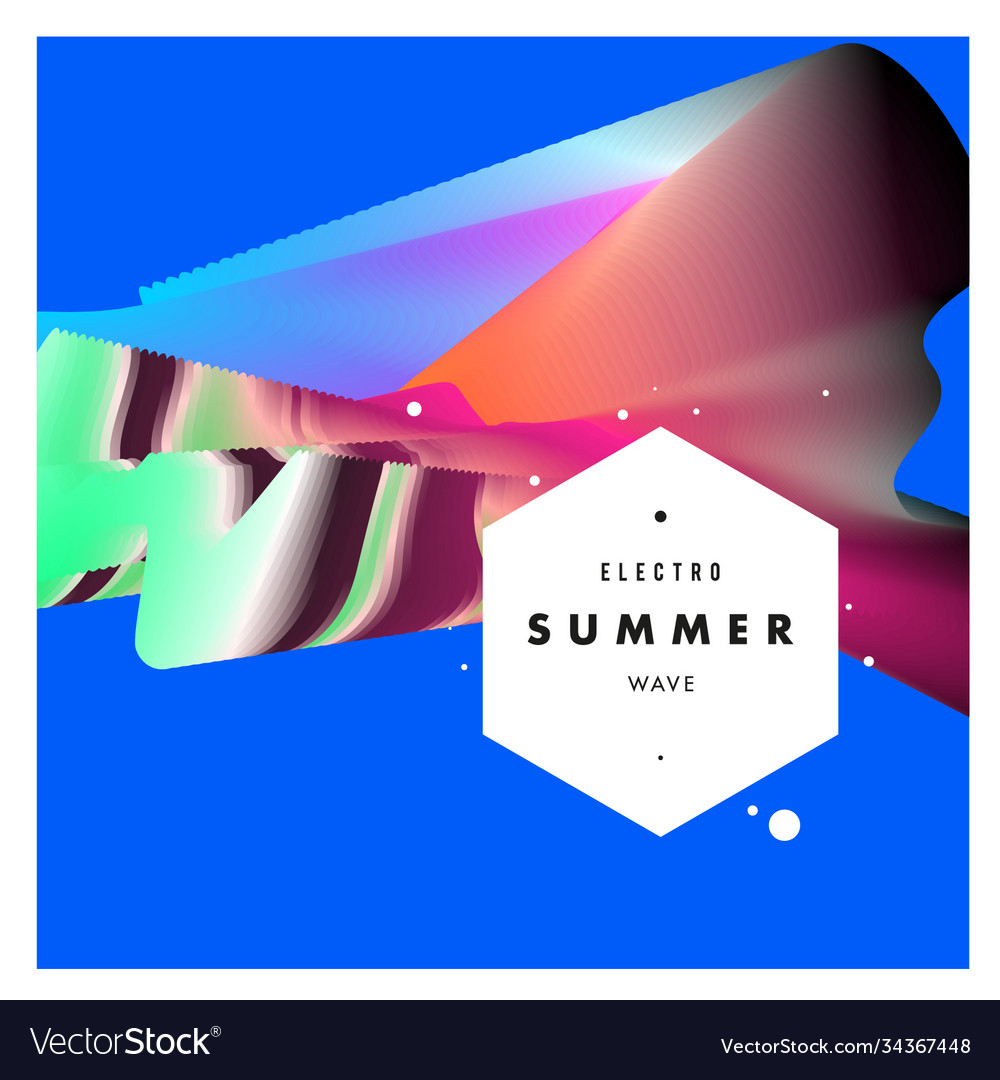 Electronic music fest summer wave poster club Vector Image