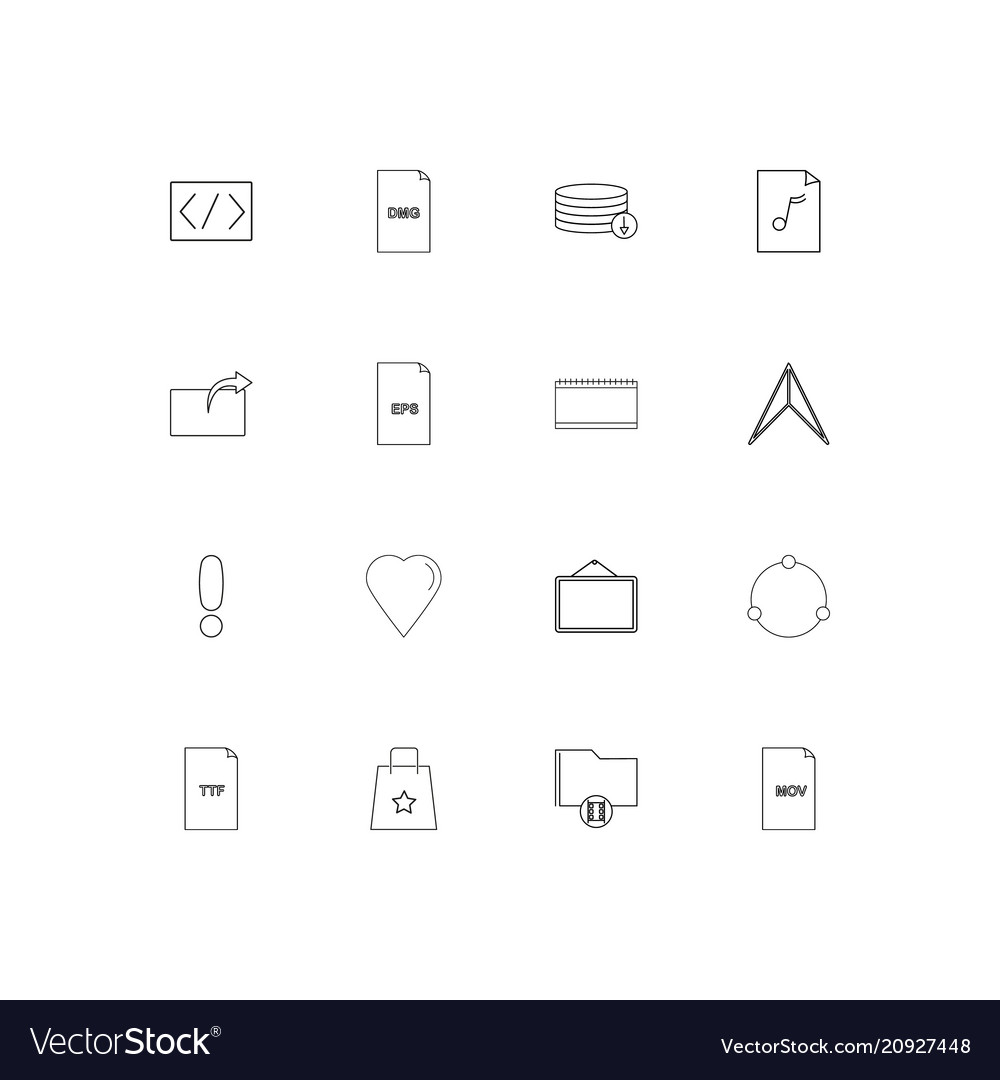 Files and folders sign linear thin icons set