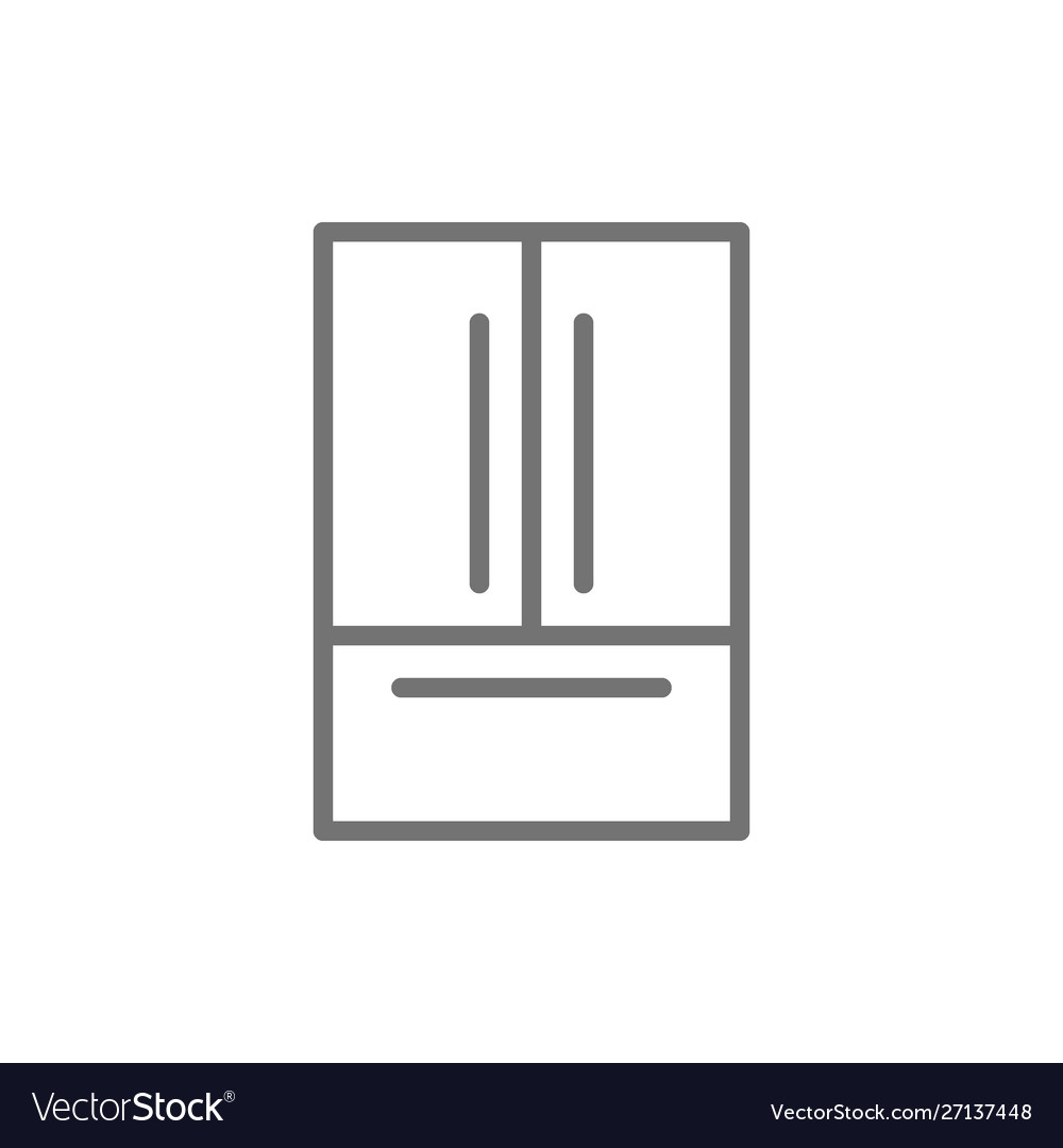 French door refrigerator 2 doors fridge line icon Vector Image