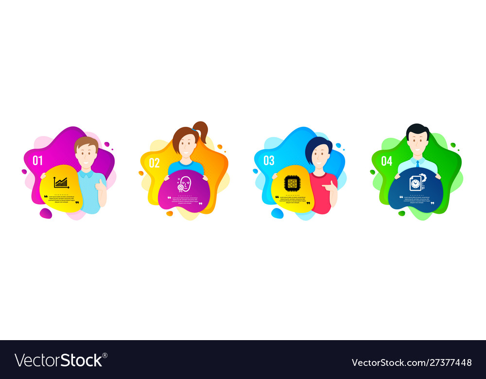 Graph cpu Prozessor und face verifizierte Symbole Set vector image Graph cpu Prozessor und face verifizierte Symbole Set
