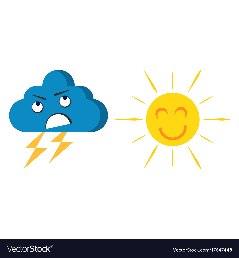 Happy cheerful sun and angry cloud