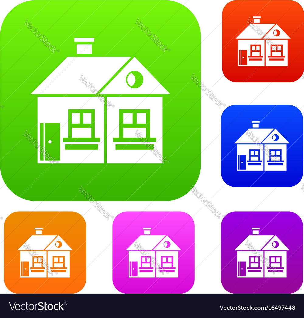 Large single-storey house set collection Vector Image