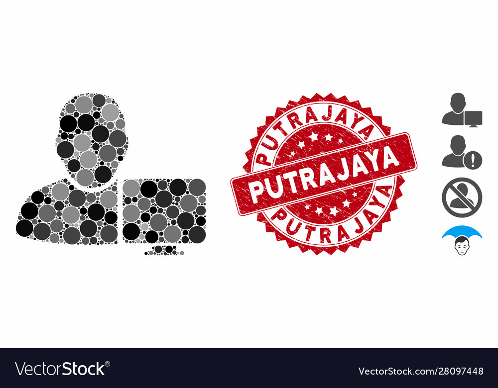 Mosaic user computer icon with distress putrajaya Vector Image Mosaic user computer icon with distress putrajaya