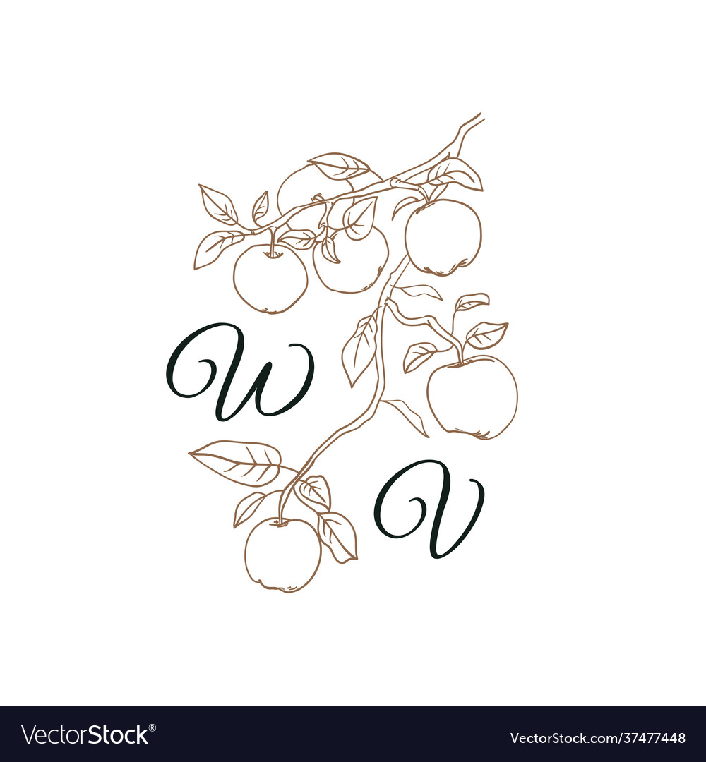 Nature initials isolated design uppercase letters vector image Nature initials isolated design uppercase letters