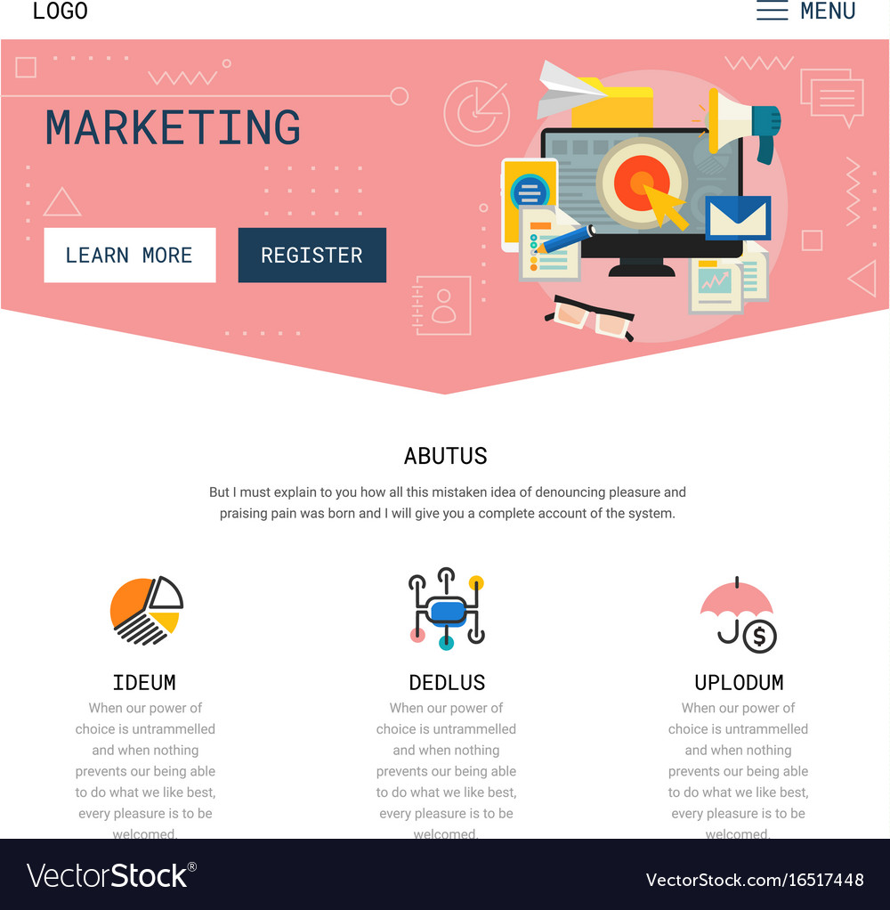 One page website design Royalty Free Vector Image