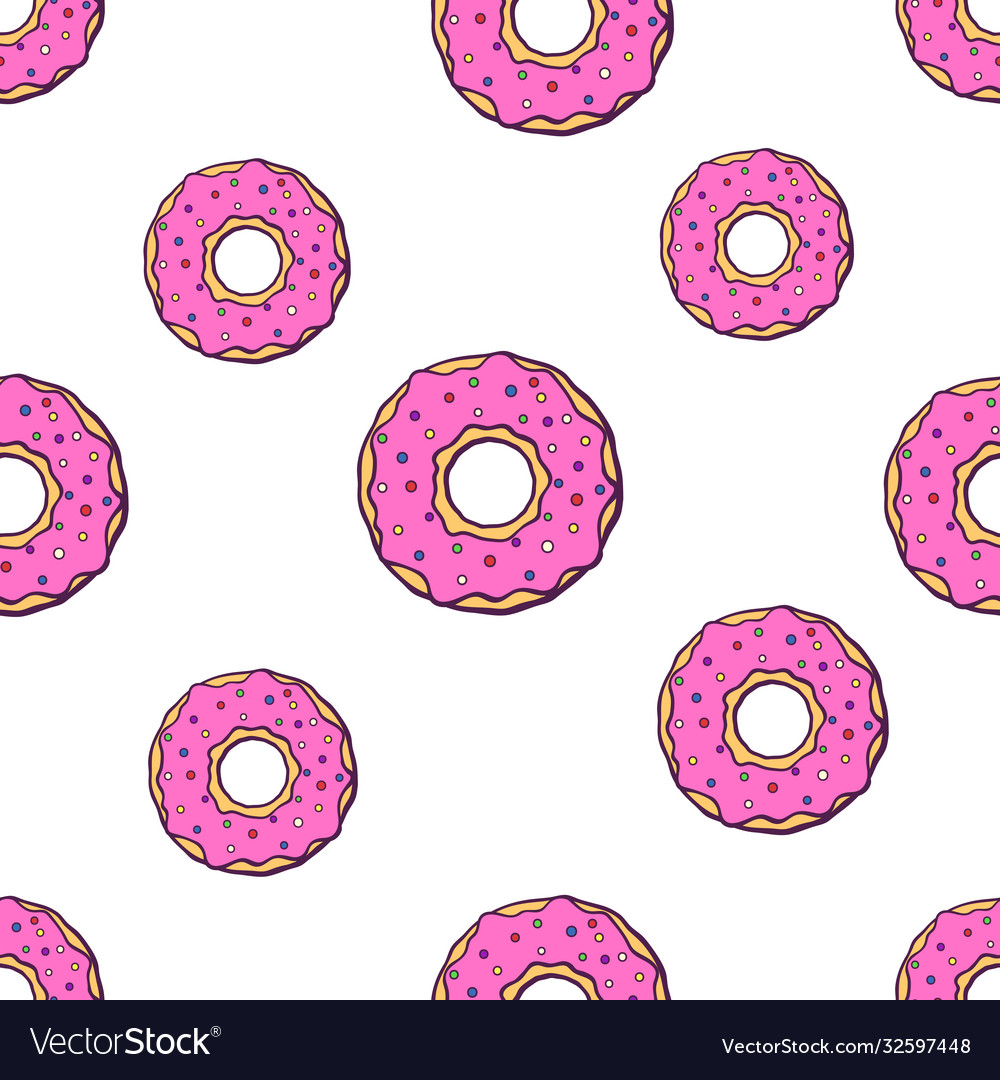 Pattern with falling big and small donuts vector image Pattern with falling big and small donuts
