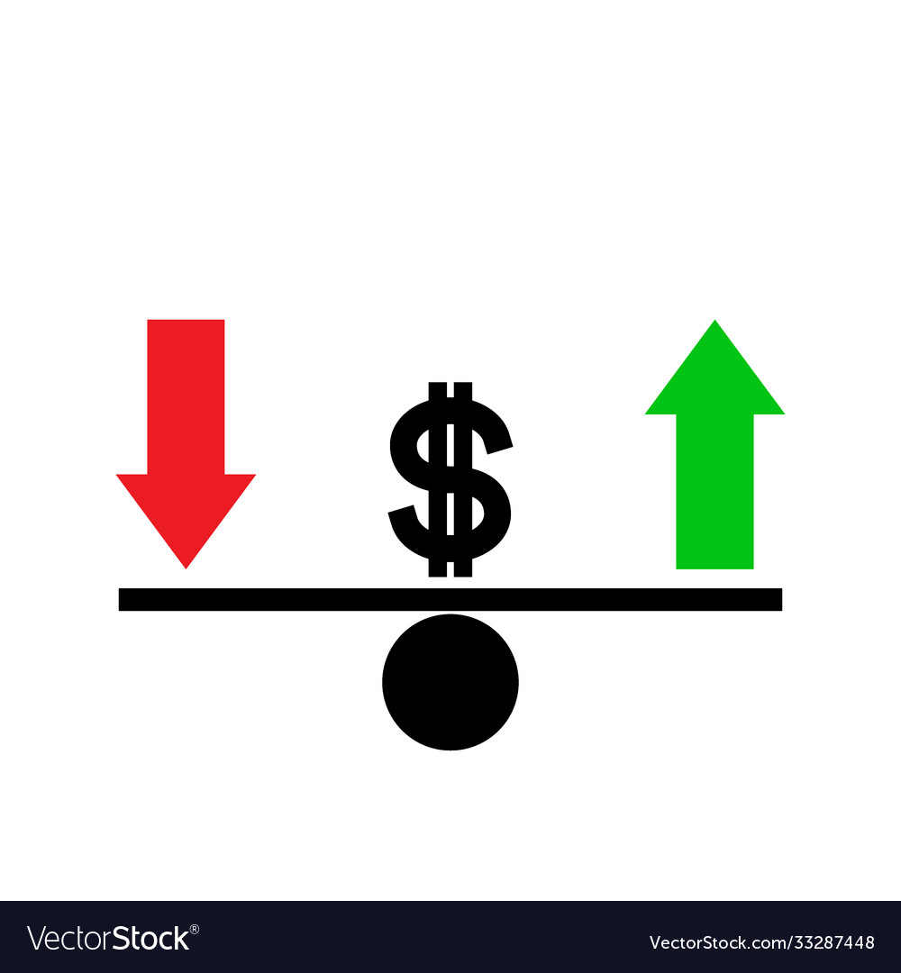 Seesaw dollar exchange rate fluctuation concept Vector Image