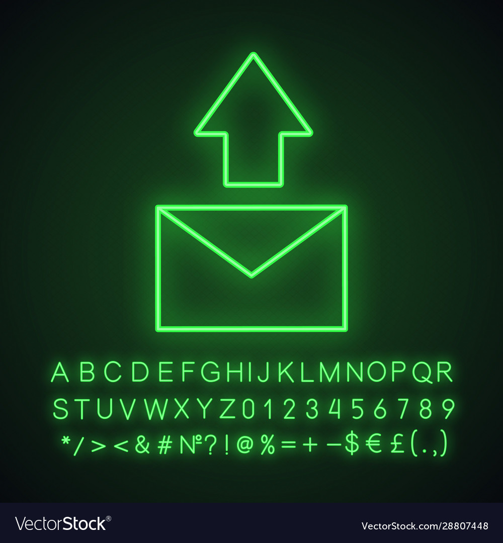 Send message neon light icon