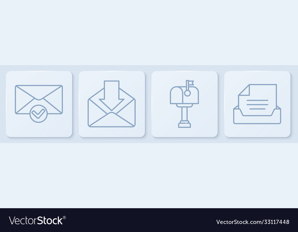Set line envelope and check mark mail box vector image Set line envelope and check mark mail box