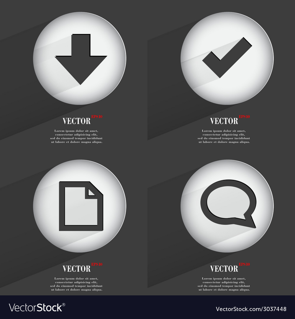 Set of 4 flat buttons icons with shadows