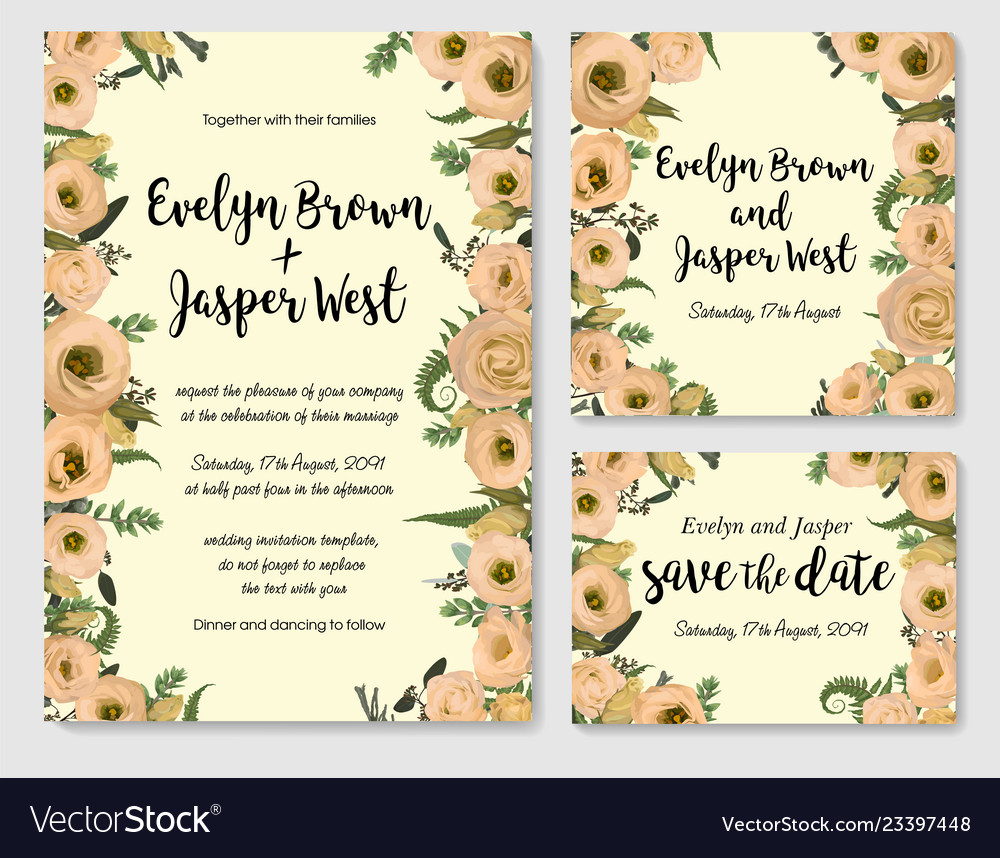 Set of wedding invitation greeting card save