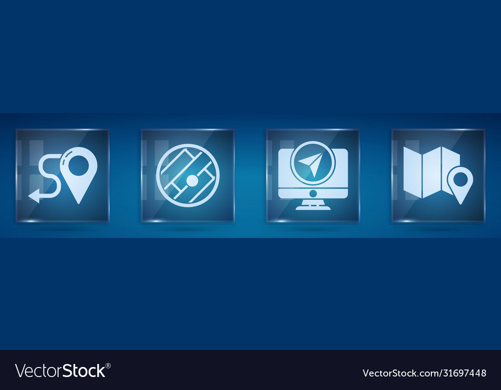 Set route location folded map vector image Set route location folded map