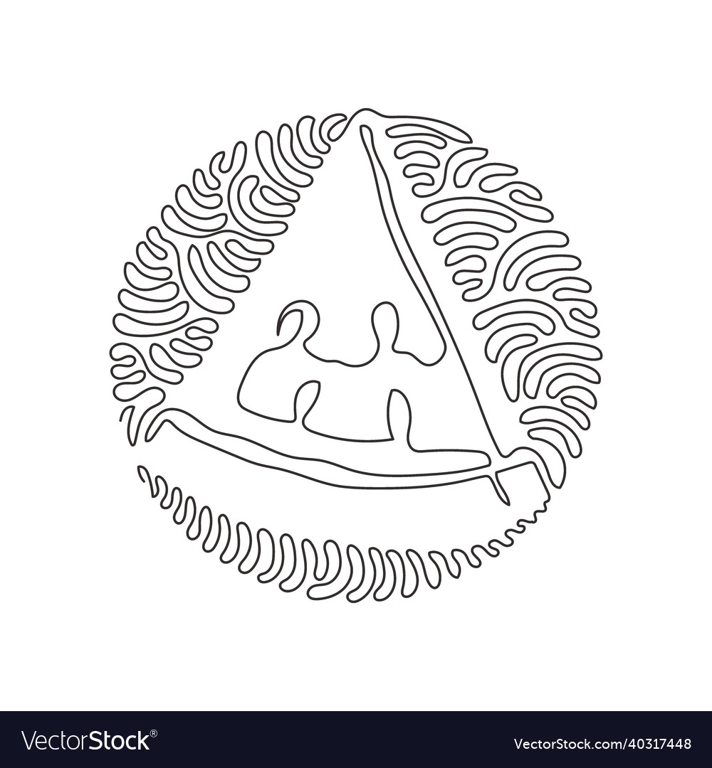 Single continuous line drawing fresh slice vector image Single continuous line drawing fresh slice