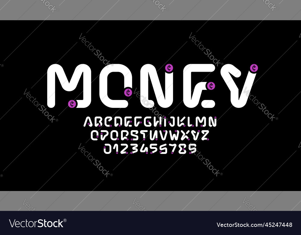 Technical digital alphabet rounded font