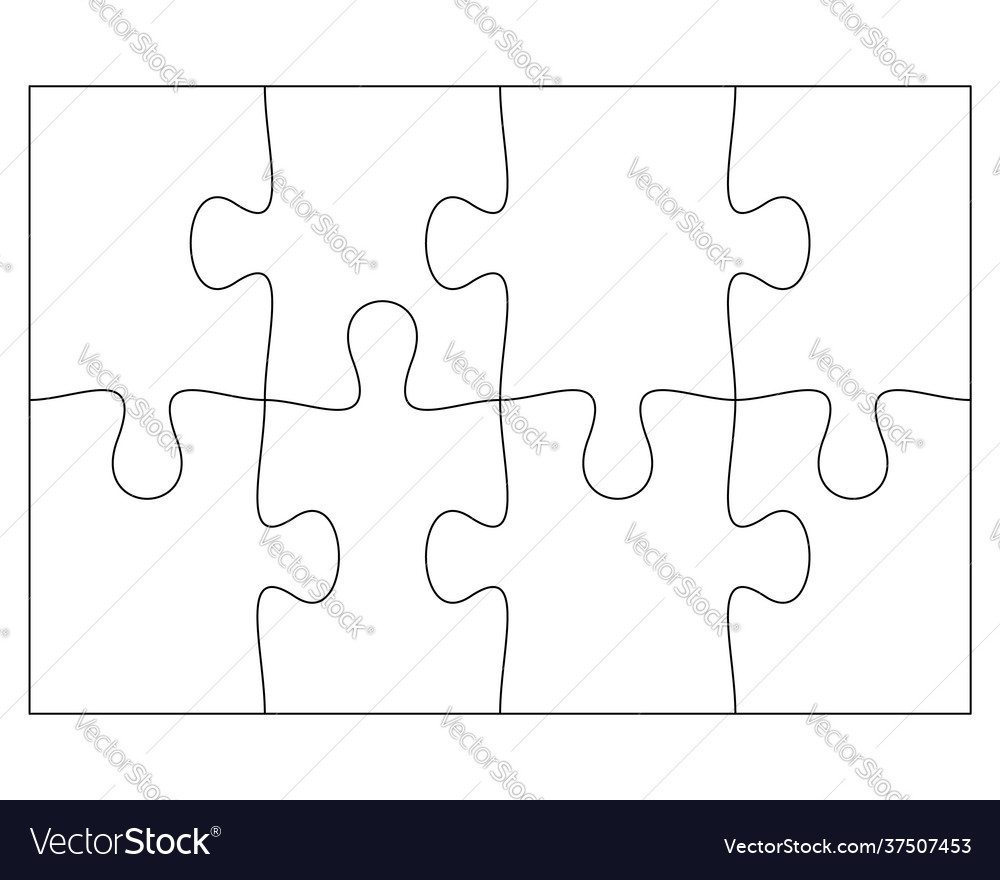 Jigsaw Puzzle Blank Template Cutting Guidelines Stock Vector