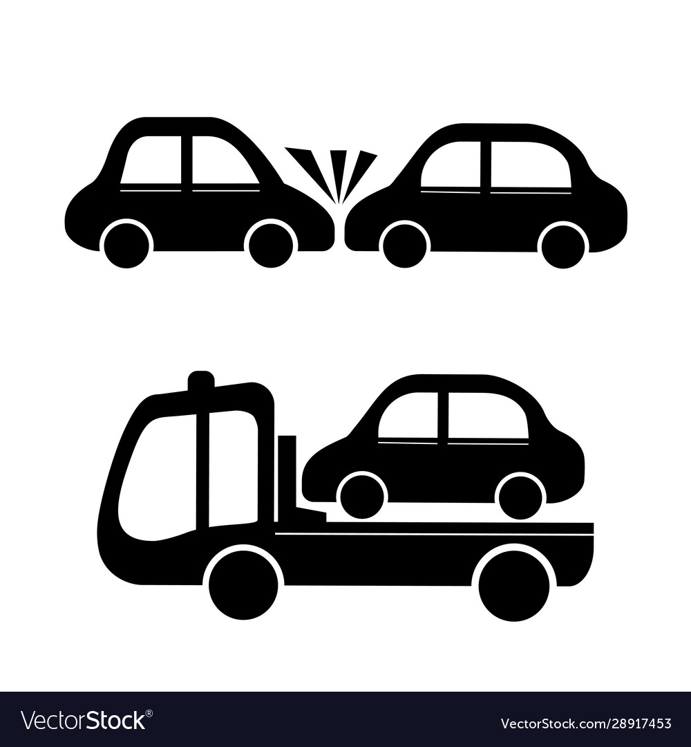 Car crash and towing truck icon Royalty Free Vector Image