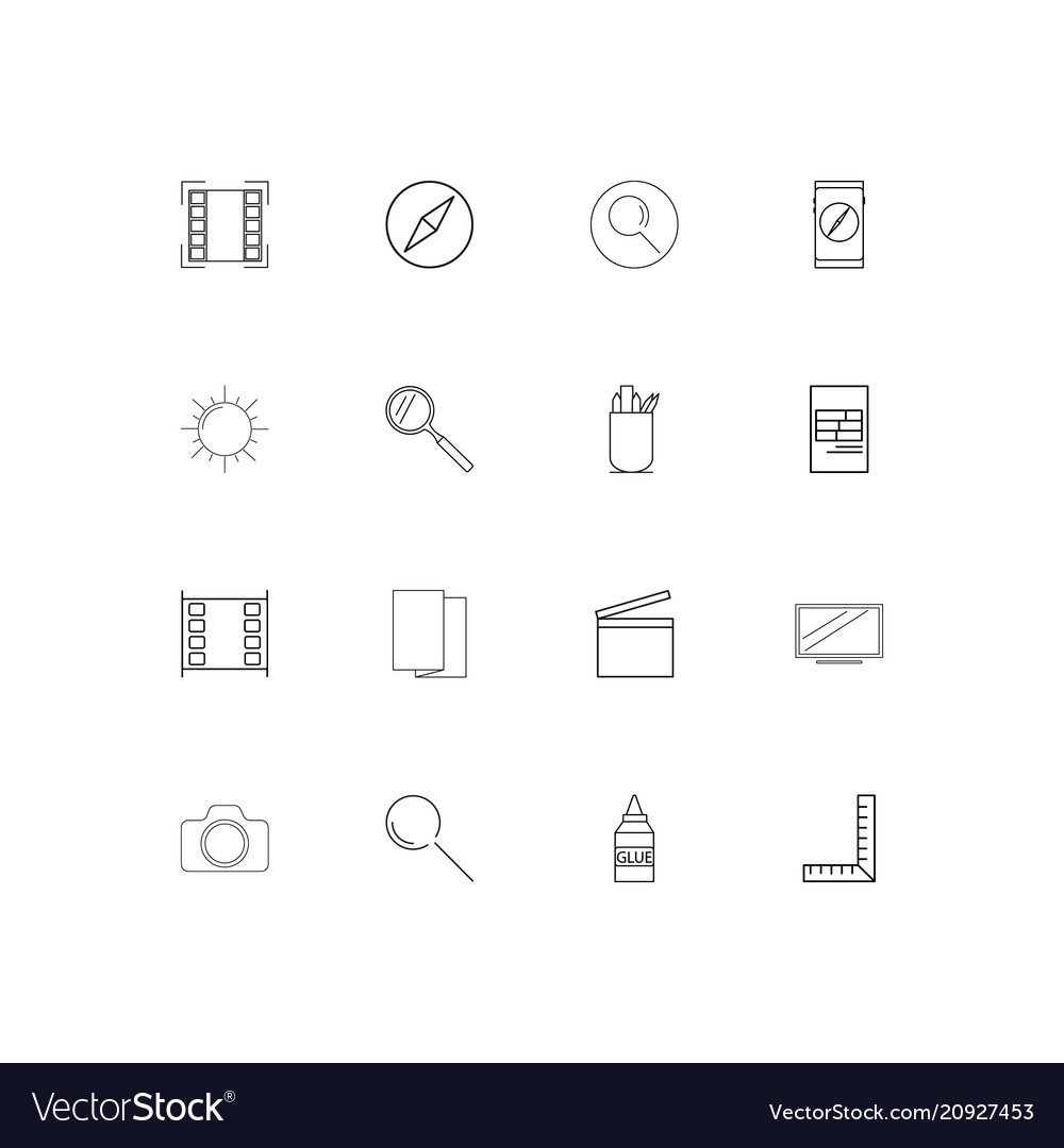 Creative process and design linear thin icons set