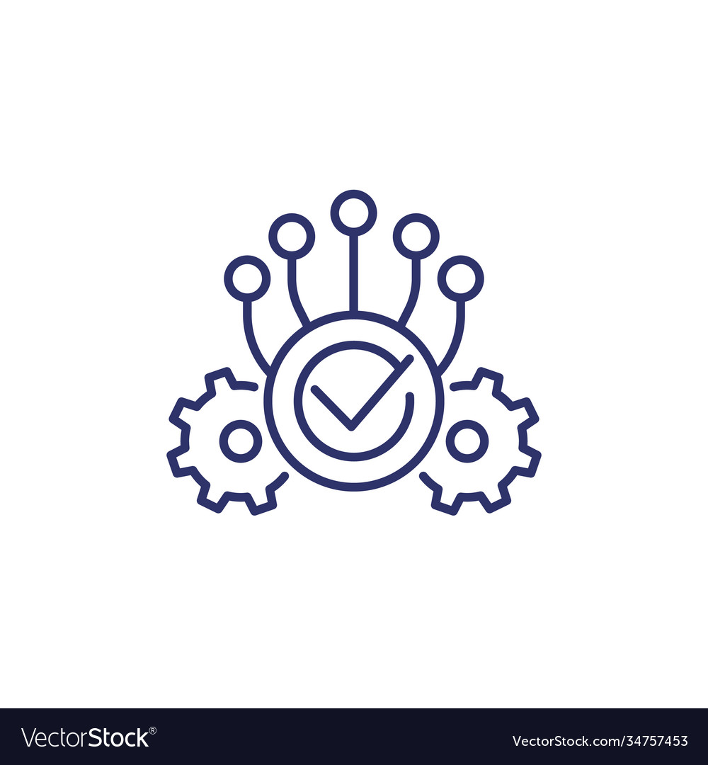 Execution line icon with gears Royalty Free Vector Image