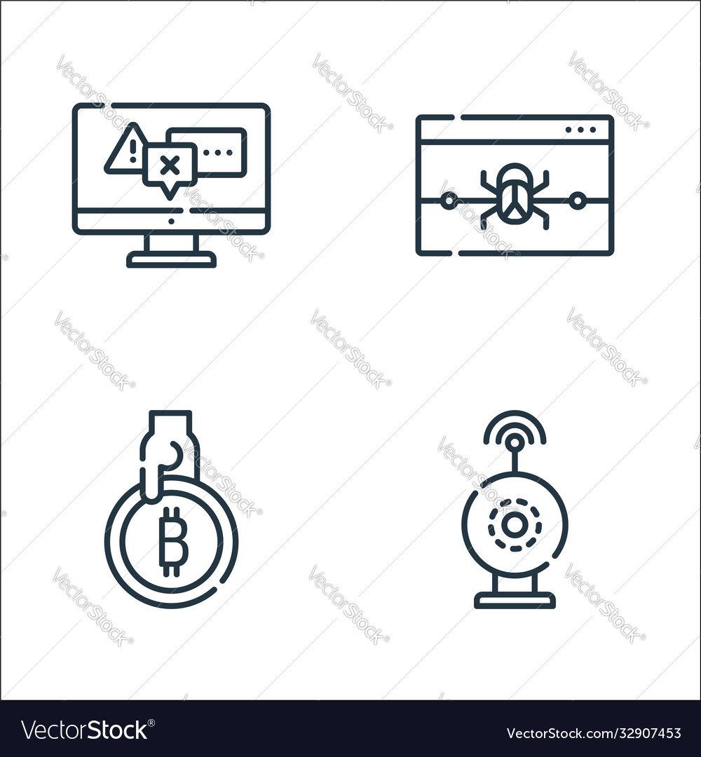 Hacker line icons linear set quality vector image Hacker line icons linear set quality