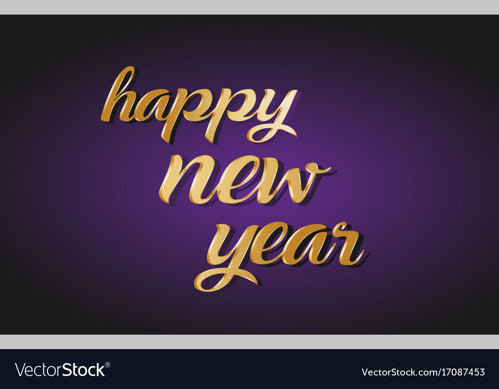 Happy new year gold golden text postcard banner