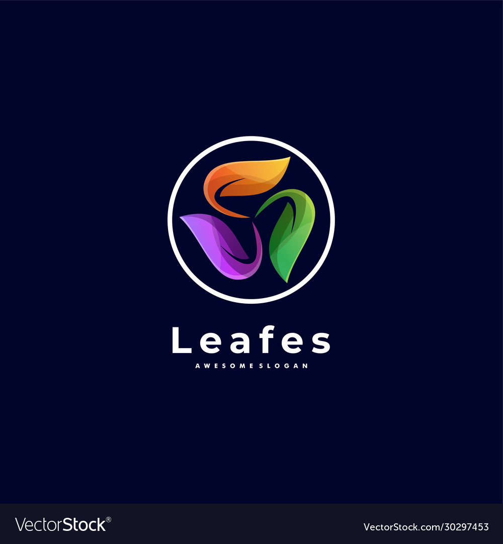 Logo leaves gradient colorful style Royalty Free Vector