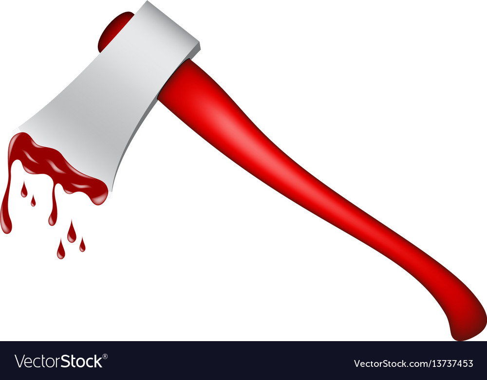 Old axe with wooden handle in red design
