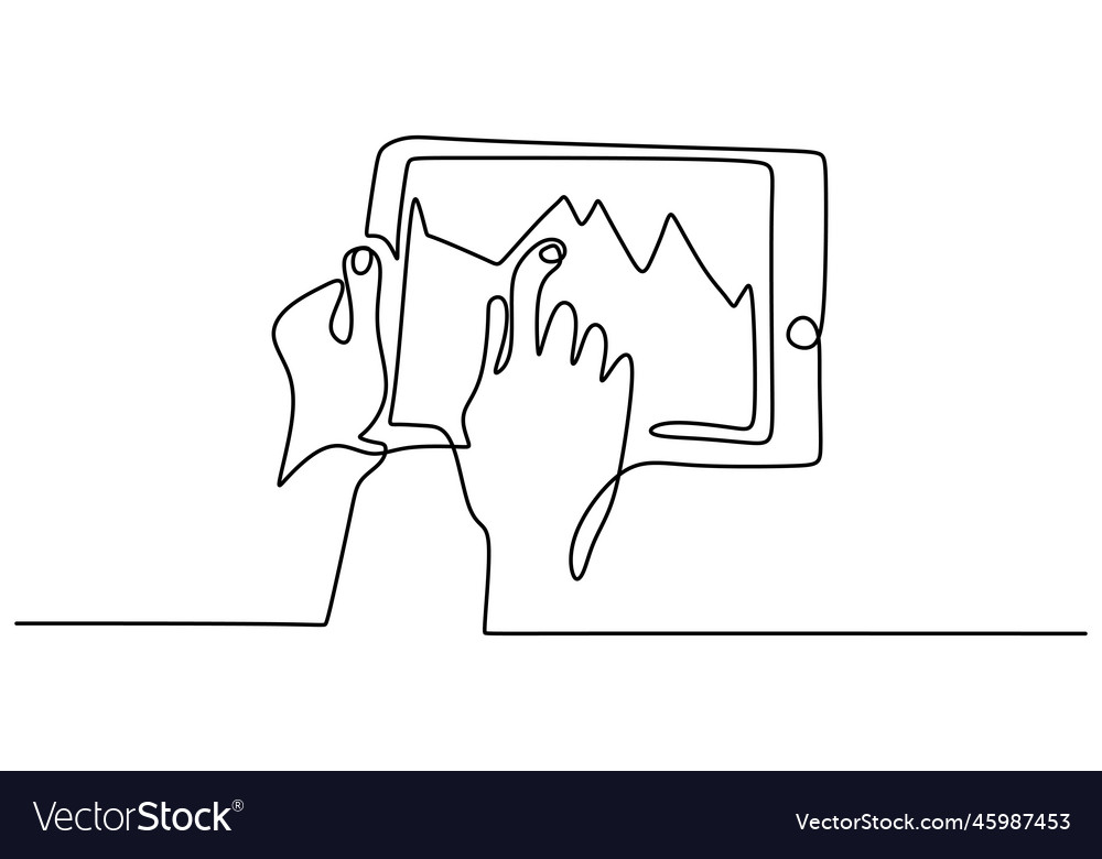 One continuous line drawing of pointing at graph Vector Image One continuous line drawing of pointing at graph