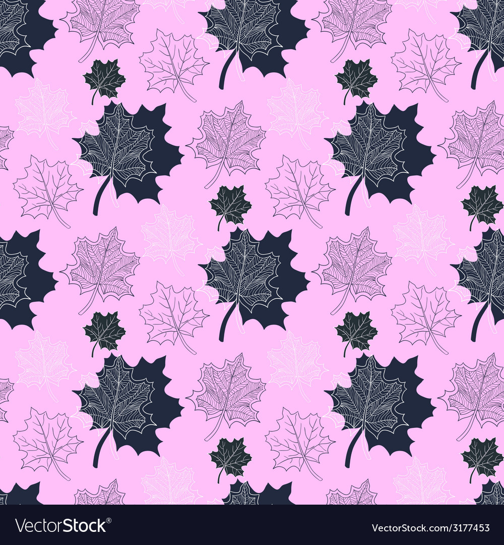 Seamless autumn patternabstract leaf on a pink