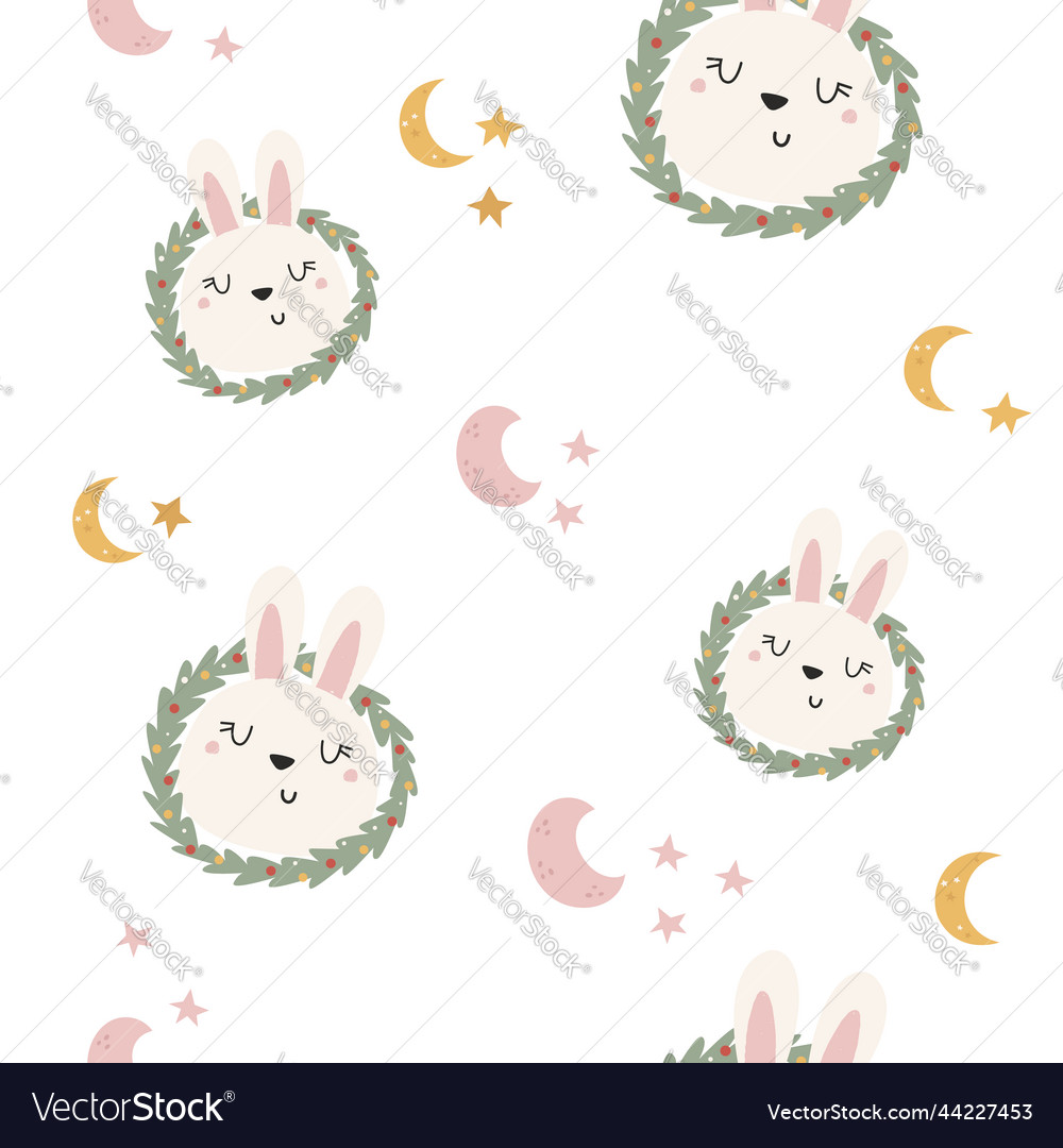 Seamless pattern with cute rabbits
