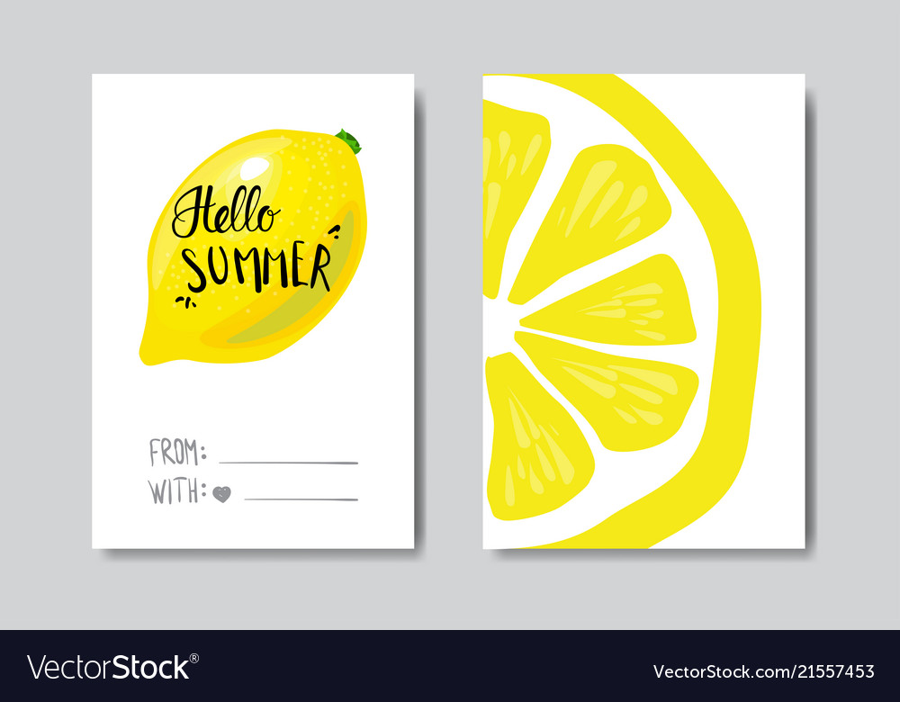Set hello summer lemon badge isolated typographic vector image Set hello summer lemon badge isolated typographic