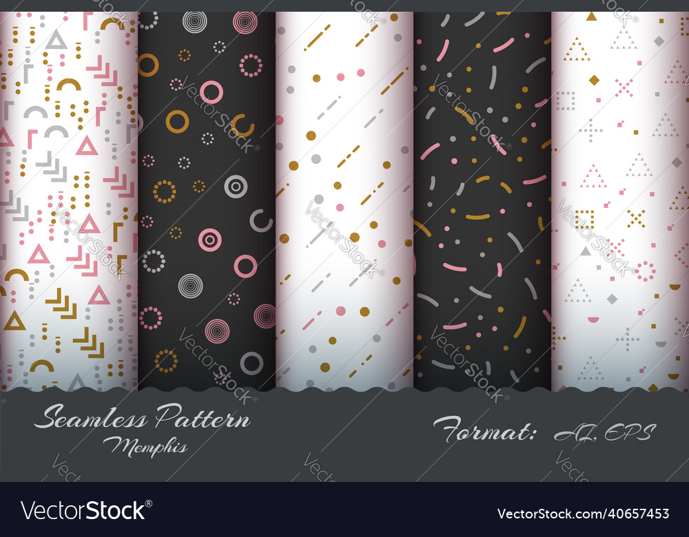 Set retro memphis seamless pattern