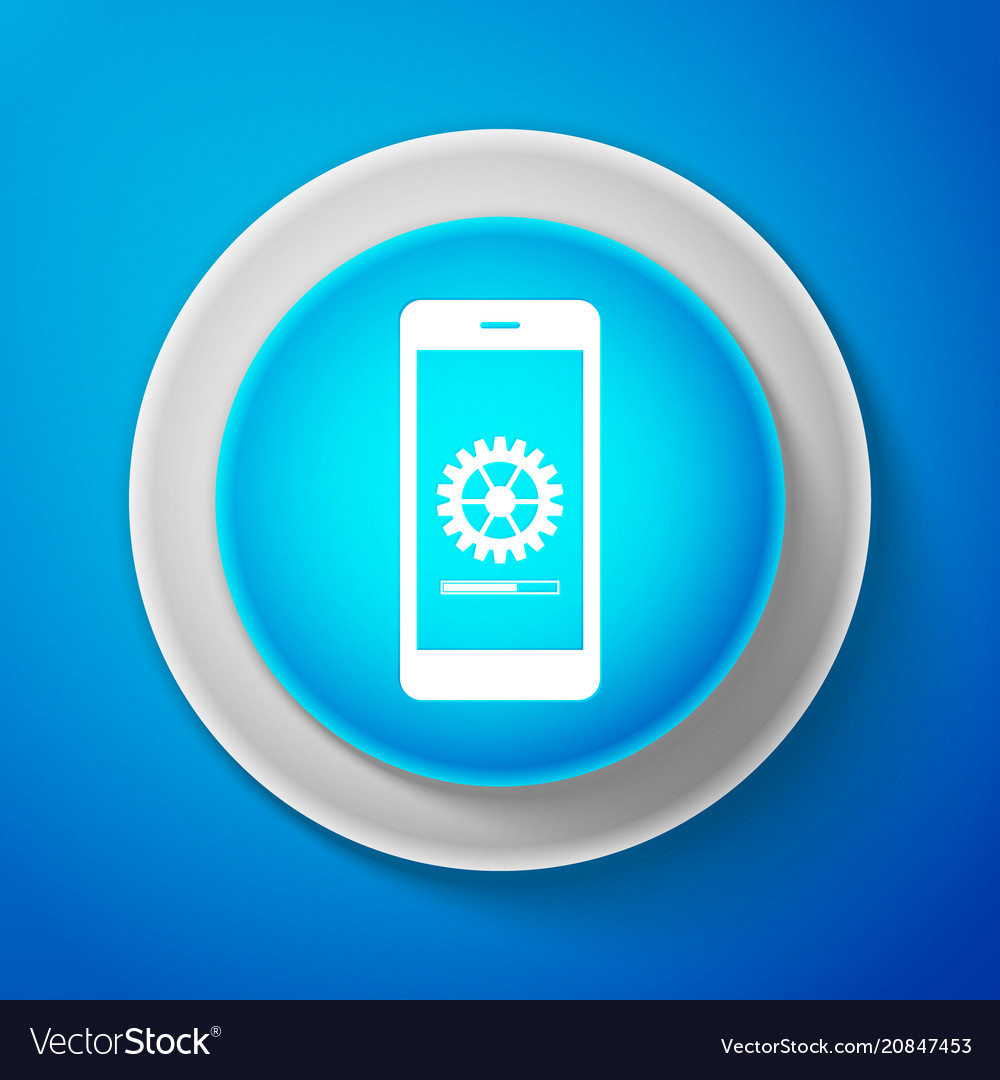 Smartphone update process with gearbox progress Vector Image