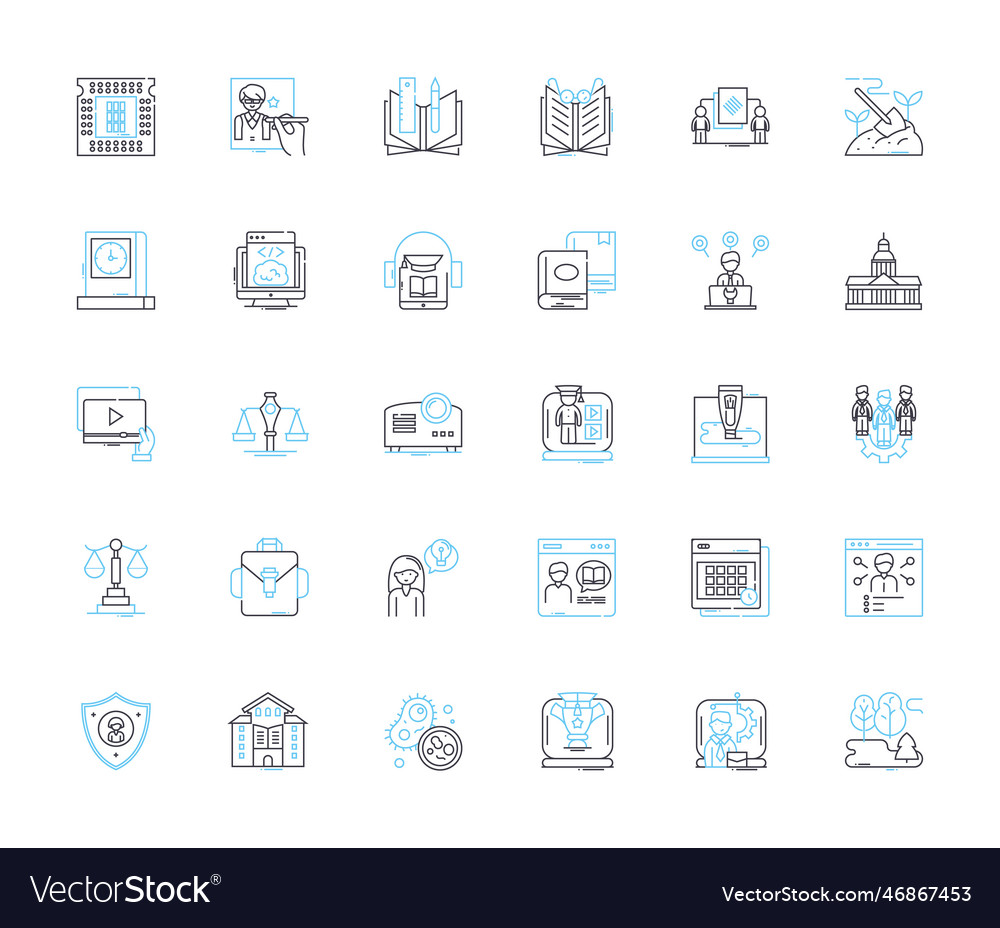 Teaching elements linear icons set curriculum vector image Teaching elements linear icons set curriculum