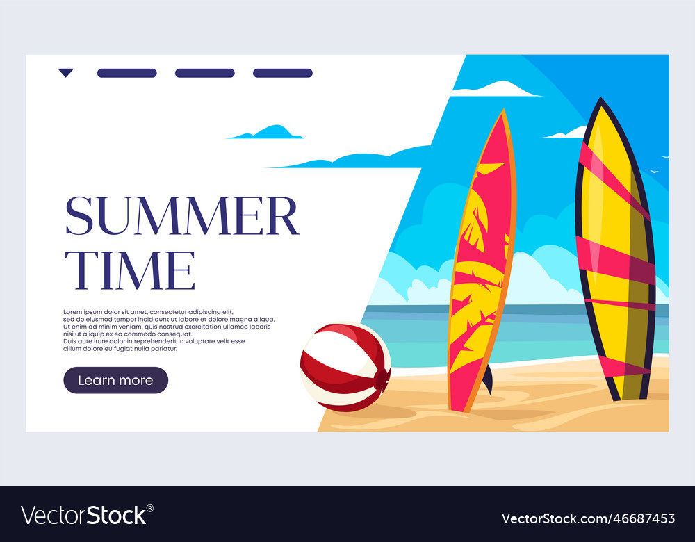 Web-Banner-Vorlage für Sommerzeit Vector Image Web-Banner-Vorlage für Sommerzeit