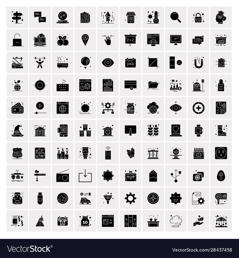 100 solid business icons for web and print