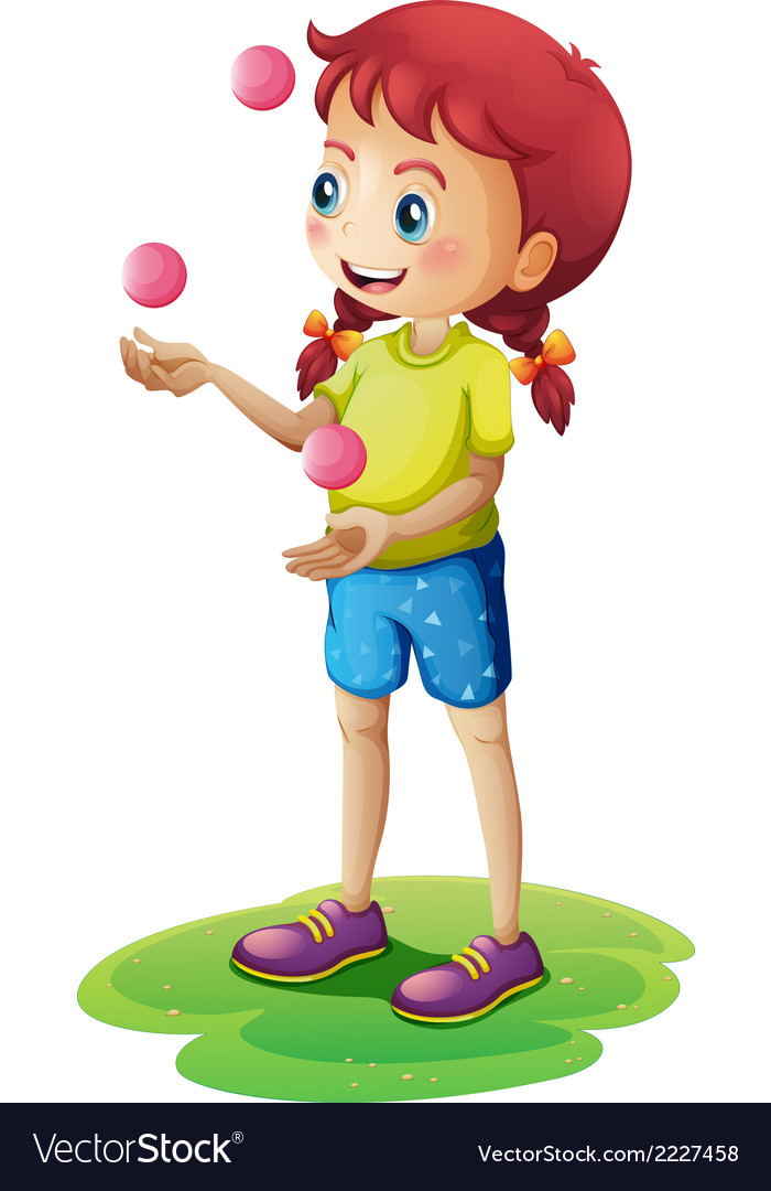 A young girl juggling Royalty Free Vector Image