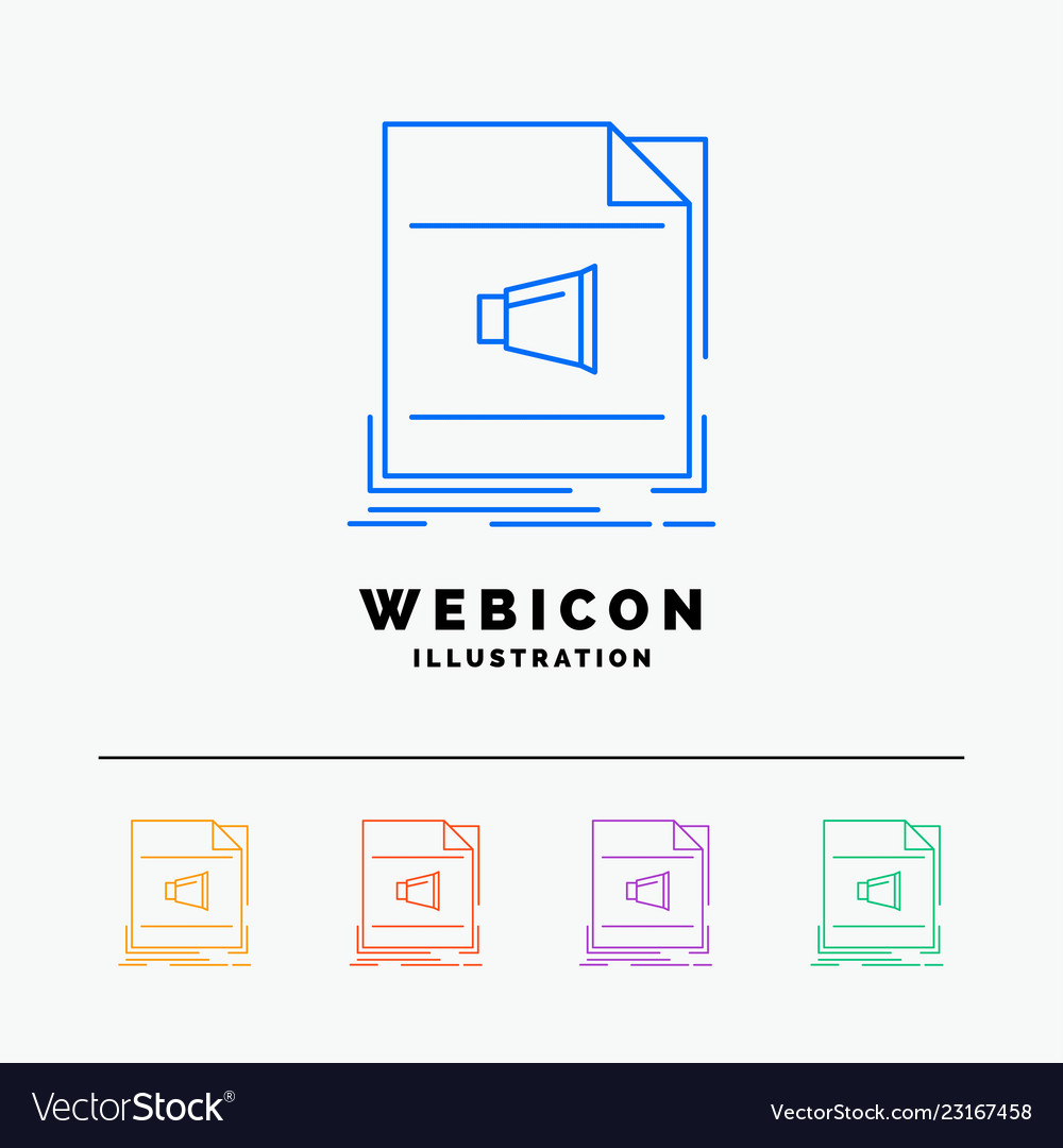 Audio file format music sound 5 color line web vector image Audio file format music sound 5 color line web