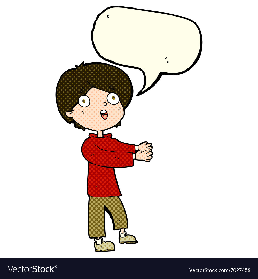 Cartoon shocked boy with speech bubble Royalty Free Vector