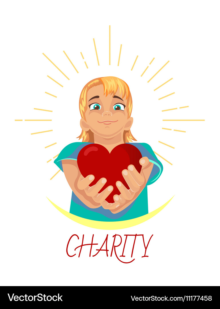 Charity heart in hands Royalty Free Vector Image